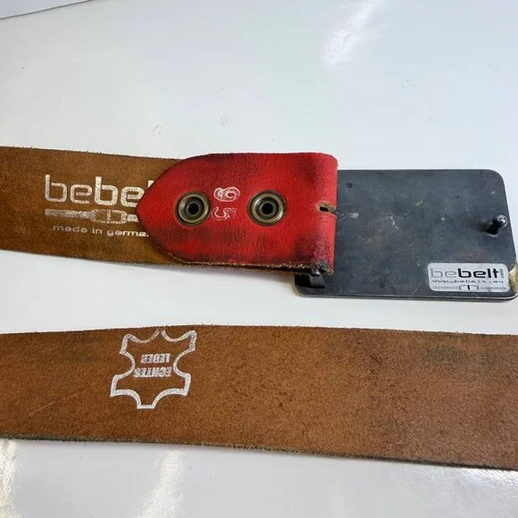 Bebelt Germany Leather Belt Size 36 – Graphic Buckle – Genuine Leather - Picture 10 of 11